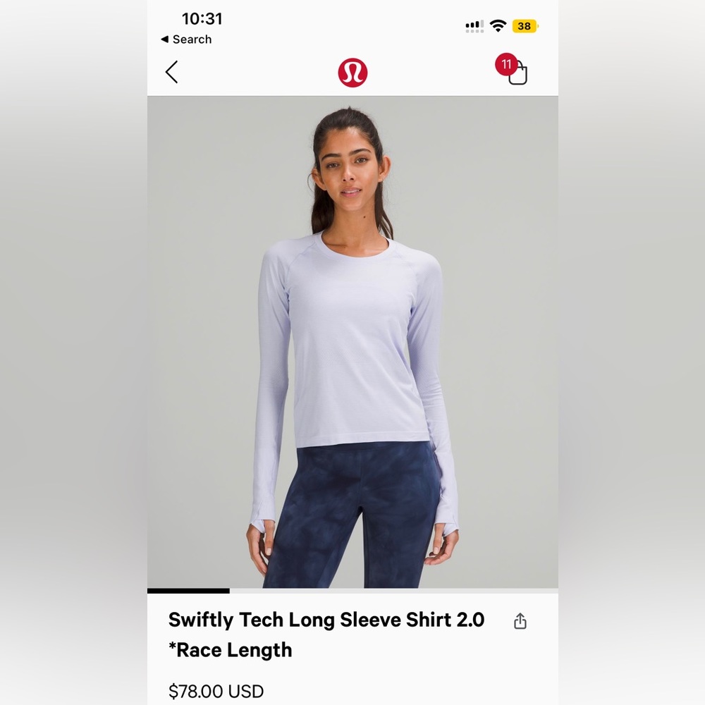 Lululemon old style swiftly tech long sleeve *regular length not race length